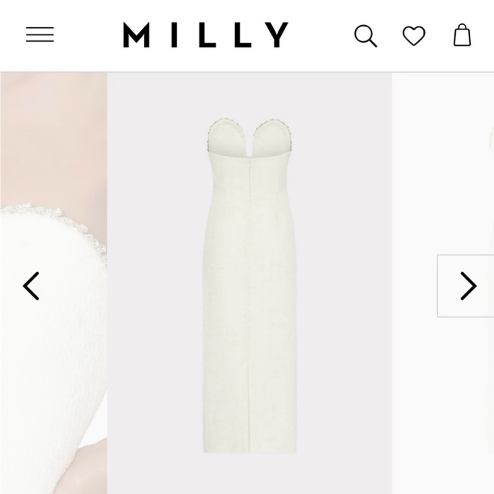 Milly Emelia Boucle Strapless Midi Dress with Neckline Embellishment, Size 8 - Picture 4 of 7